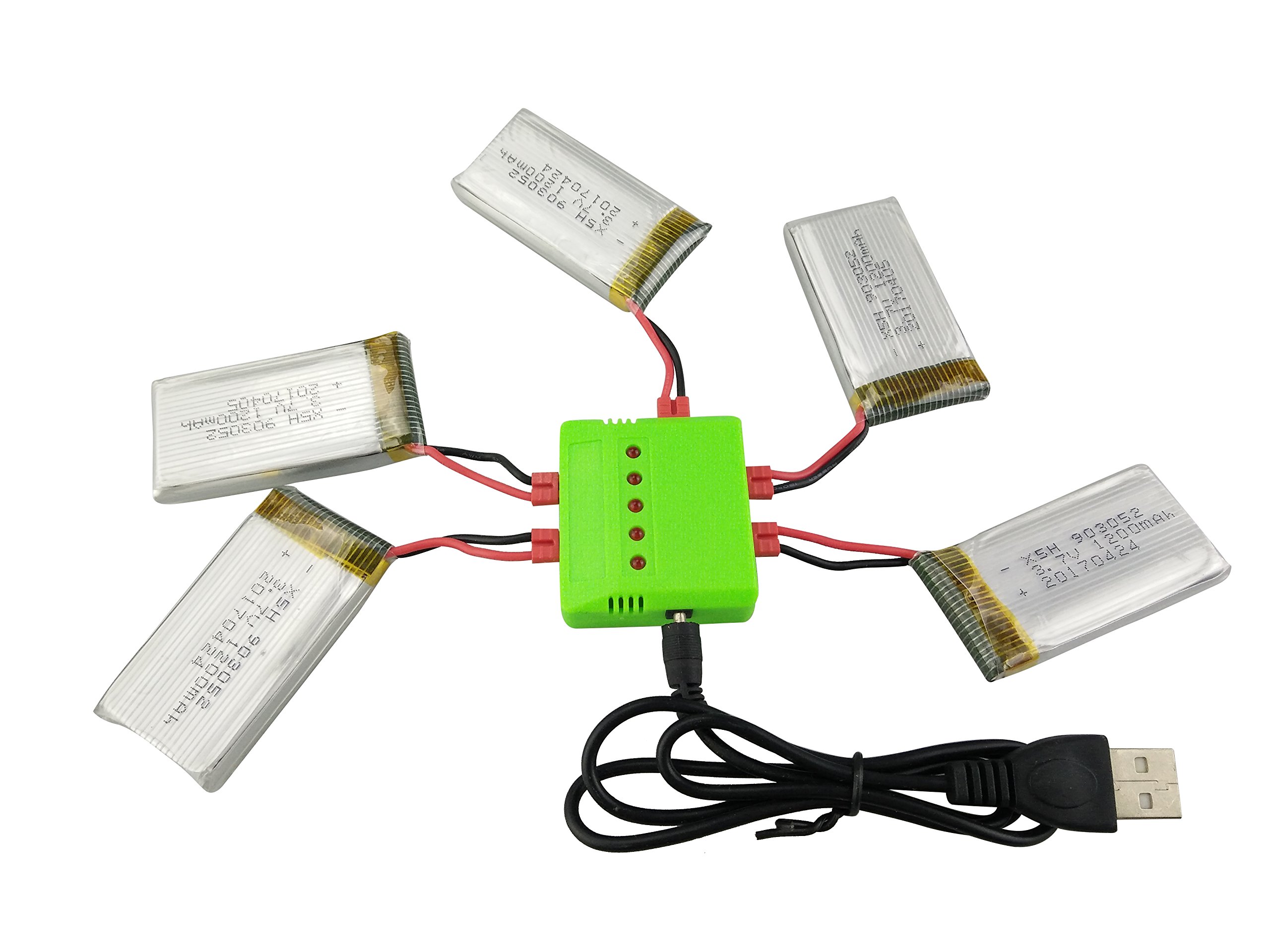 ZYGY 5PCS 3.7V 1200mAh lithium battery and 5-in-1 charger for Syma X5HW X5HC RC Quadcopter battery spare parts
