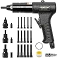 Pneumatic Rivet Nut Gun M6 & M8 & M10, Air Rivet Nut Pull Setter Tool with 3 Size Quick-Change Nose-Piece Assembly, 5pcs Mandrels Included with Each Size (M6, M8, M10)