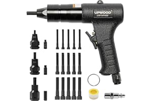 UPWOOD Pneumatic Rivet Nut Gun M6 & M8 & M10, Air Rivet Nut Pull Setter Tool with 3 Size Quick-Change Nose-Piece Assembly, 5pcs Mandrels Included with Each Size (M6, M8, M10)