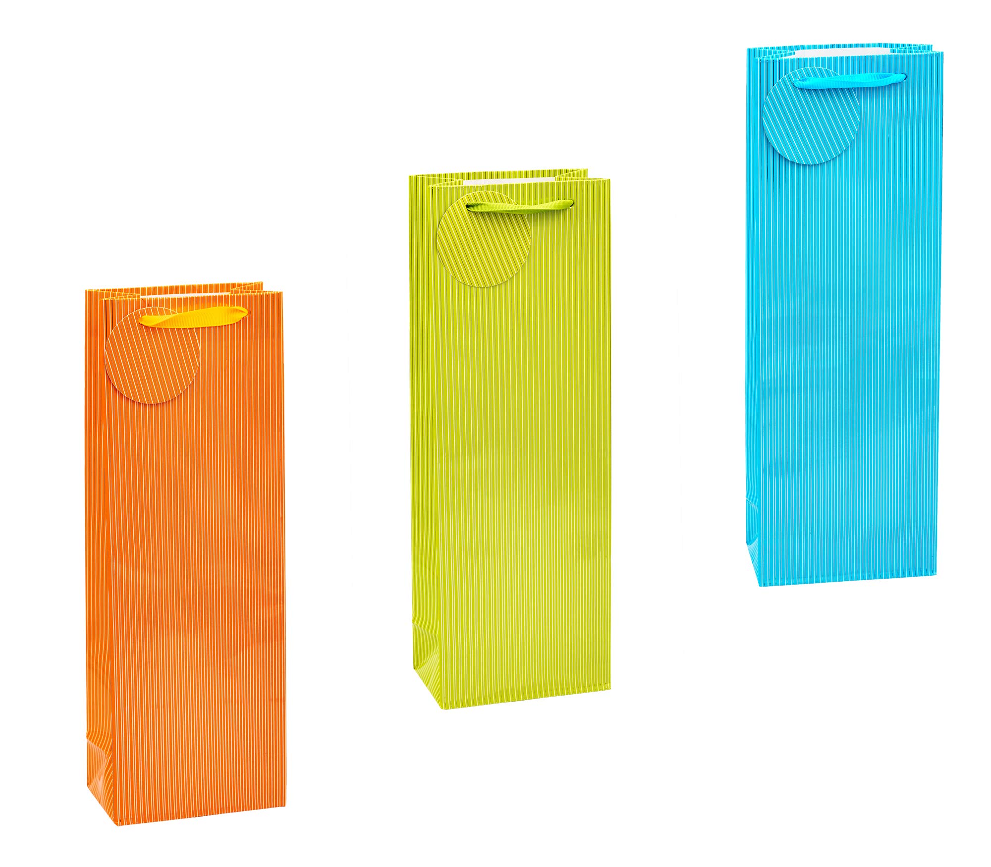 TSI 85286 Gift Bags Pinstripes, Pack of 12, Size: Bottle (4.5 x 3 x 14 inch)