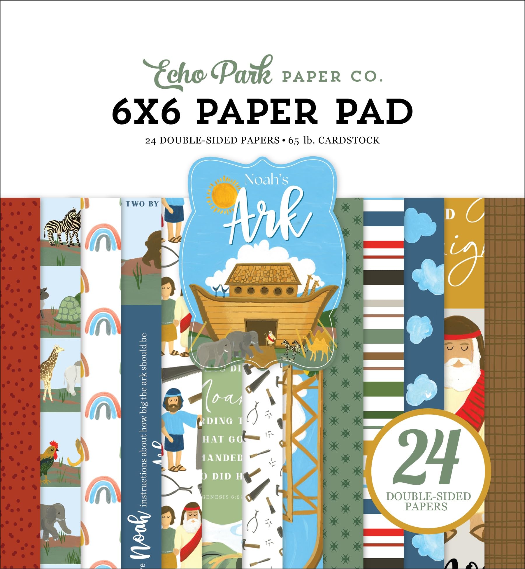 Echo Park Double-Sided Paper Pad 6"X6" 24/Pkg-Bible Stories: Noah's Ark