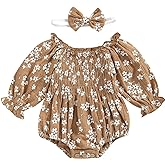 2pcs Infant Baby Girls Romper Dress Headband Long Sleeve Clothing Flowers Newborn Boho Girl Outfit Jumpsuit Clothes