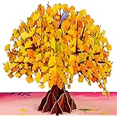 Paper Love Fall Pop Up Card, 3D Ginko Tree, For All Occasions, Birthday, Thanksgiving, Thinking of You, Sympathy or Just Because - 5" x 7" Cover - Includes Envelope and Removable Note Tag