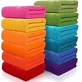 Newwiee Set of 12 Bath Towels Bulk - 28 x 55 Inch Large Cotton Towels in 12 Colors, Soft Quick-Dry Lightweight Bathroom Towel for Home Pool Beach Spa Hotel Gym Use(12 Colors)