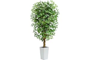 TXABL Artificial Ficus Tree Artificial Tree Faux Silk Plant in Potted, Fake Tree, Faux Potted Tree for Home Office Living Roo