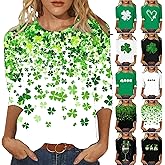 Valentines Shirts for Women Trendy 2026 Cute Love Heart Print Tunic Tops Plus Size Casual Summer 3/4 Sleeve Blouses