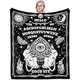 Solzien Ouija Board Blanket 50"x60", Goth Witchy Birthday Gifts for Women/Men, Gothic Skeleton Skull Ouija Board Decor, Halloween Christmas Decorations, Spooky Gifts, Halloween Gothic Throw Blanket