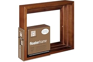 AMPERSAND ART SUPPLY Ampersand Floaterframe Readymade Frame for Flat and 1 1/2" Deep Wood Panel and Canvas Artwork, Paintings, Prints, and More, 8"x10", Walnut Bold