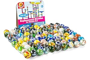 MY TOY HOUSE Replacement Marbles for Marble Run - Set of 100 - Assorted Colors - Size 9/16 Inch (14mm) - 100% Glass