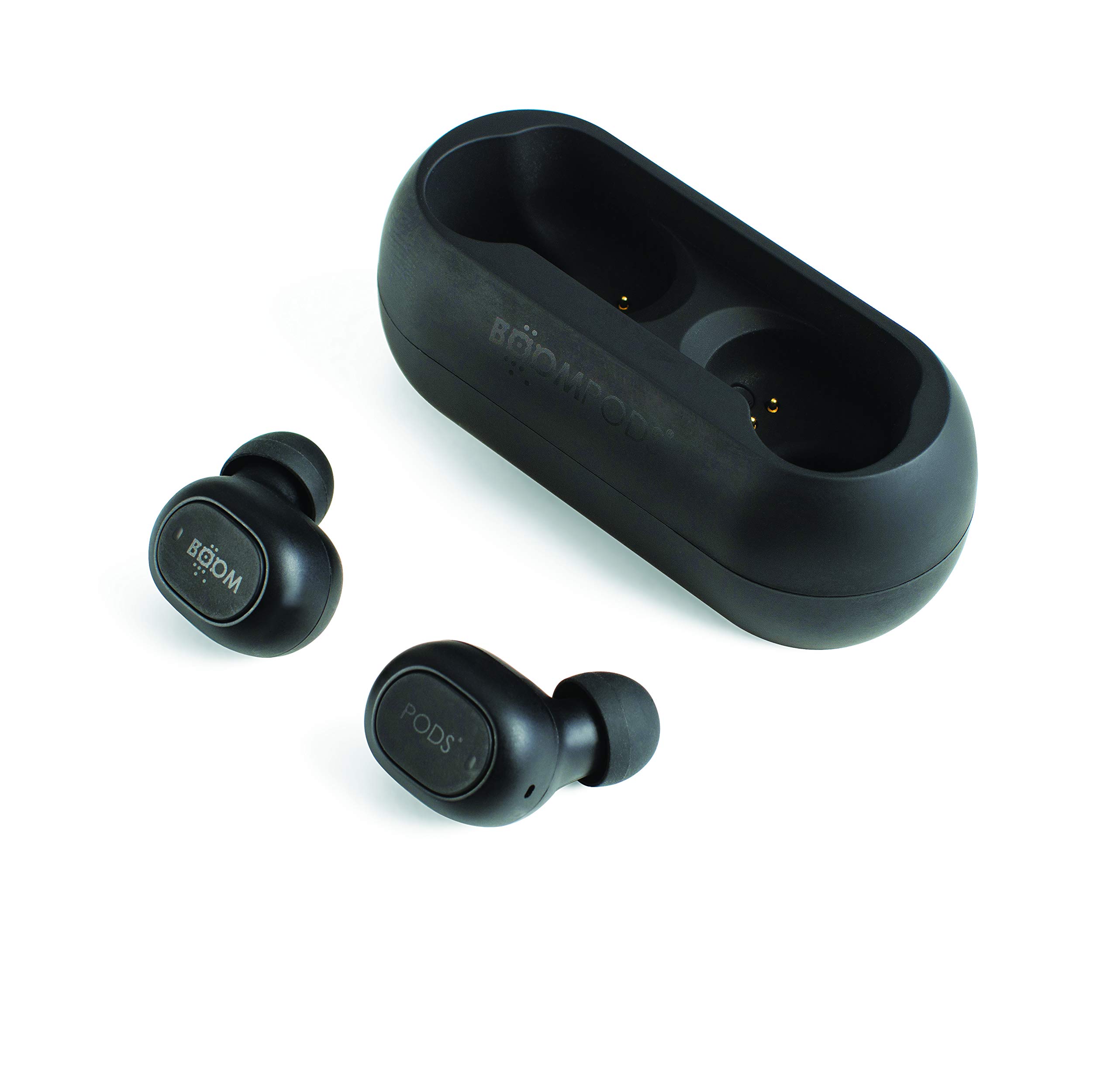 BOOMPODS Boombuds Go True Wireless - Best Sports Earbuds, Bluetooth, Portable Magnetic Charging Case, Water/Sweat Resistant IPX 4, Instant Connect TWS, Black