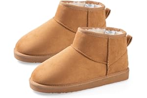 E E EMPTY ENTIRE Mini Snow Boots for Women, Lightweight Ankle Snow Boots, Non-slip Suede Womens Boots for Outdoor Indoor