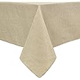Hiasan Faux Linen Square Tablecloth - Wrinkle and Stain Resistant Washable Table Cloth for Kitchen Dining Room Holiday Table Cover for Party Dinner, Beige, 54 x 54 Inch