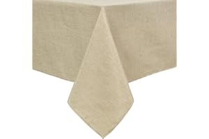 Hiasan Faux Linen Rectangle Tablecloth - Wrinkle and Stain Resistant Washable Table Cloth for Kitchen Dining Room Holiday Table Cover for Party Dinner, Beige, 54 x 80 Inch