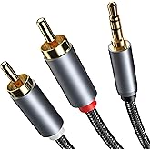 ZOOAUX PRO 3.5mm to RCA Aux Cable, Aux to RCA Headphone Male to Male Audio Adapter Nylon Braided 1/8 Audio Y Splitter Auxilia