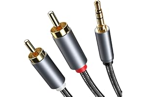 ZOOAUX PRO 3.5mm to RCA Aux Cable, Aux to RCA Headphone Male to Male Audio Adapter Nylon Braided 1/8 Audio Y Splitter Auxilia