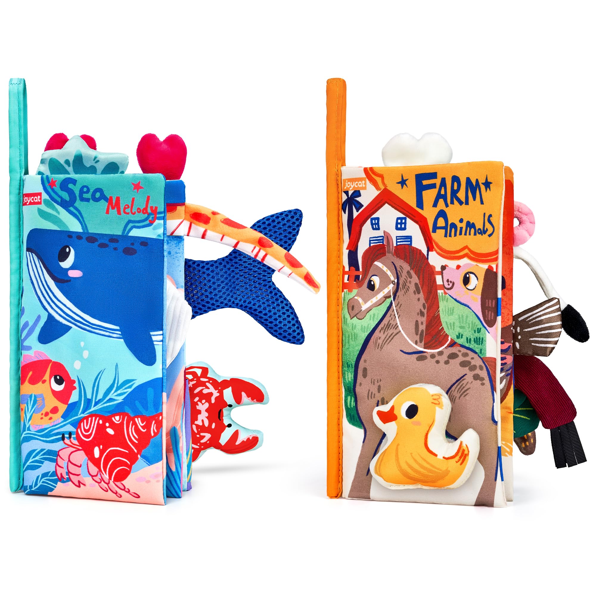 JoyCat Baby Toys Baby Books 0-6 Months, 2 Pcs Sensory Toy for Babies Touch and Feel Tummy Time Crinkle Cloth Book, Infant Toy Baby Shower Newborn Gifts for Boys Girls Stocking Stuffers