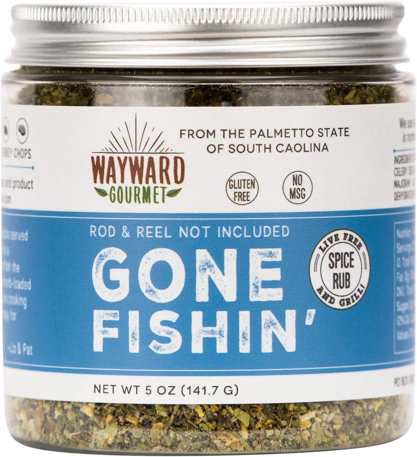 Gone Fishin’ Fish Rub & Seasoning by Wayward Gourmet - Best Fish Seasoning Blend Kit for Seasoned Fish, Grilled White Fish and Seafood - Preservative Free Dry Rub - Made in the USA - 5 oz Jar