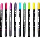 AmazonBasics Dual-Tip Calligraphy Brush Pens - Pack of 9, Bright Colors