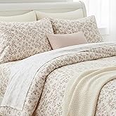 DaDa Bedding Romantic Coquette Sheet Set - 100% Cotton Floral Fitted & Flat Sheets with Pillowcases - Deep Pocket Design - Soft, Breathable, Wrinkle-Resistant (Twin)