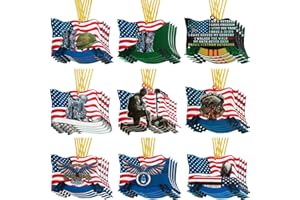 Inbagi 36 Pcs Christmas Ornament - Acrylic Flat Veteran Boot Flag Patriotic Decorative Hanging Ornaments With Golden Rope for Tree Car Pendant Decoration Accessories