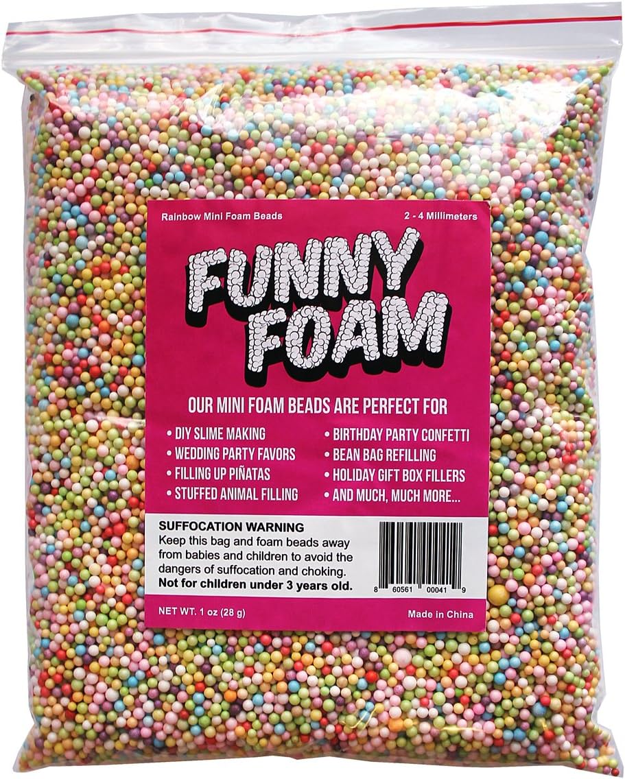 Rainbow Foam Beads for Slime Making, Weddings, DIY Crafts - Over 42,000 Foam Beads per Bag - 0.08 - 0.16 Inch (2-4 mm) - Perfect for DIY Crunchy Slime & Floam, Party Decorations, Gift Packing