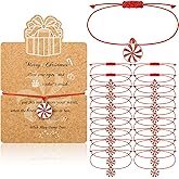 Landical 40 Sets Christmas Wish Bracelets Bulk Adjustable Xmas Bracelet with Cards Braided Friendship Holiday Gifts for Women (Candy)