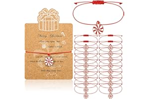 Landical 40 Sets Christmas Wish Bracelets Bulk Adjustable Xmas Bracelet with Cards Braided Friendship Holiday Gifts for Women (Candy)