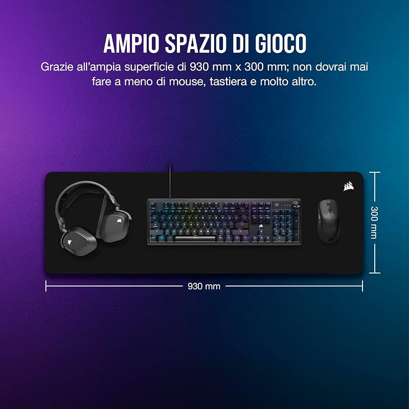 MM500 v2 Tessuto Ibrido Tappetino per Mouse Esteso da Gioco – Nero