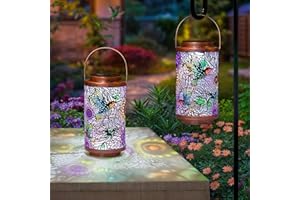 GO2GARDEN 2Pack Solar Lanterns Outdoor Waterproof Hummingbird Gardening Gifts for Women, Multicolor Solar Lights Patio Lantern for Backyard Garden Decor, Porch, Outside, Mothers' Day Gifts for Mom Grandma