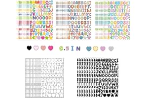 SACDRL 60 Sheets Color Colored Letter Stickers, 5400 Alphabet Stickers,1/2 Inch Vinyl Self-Adhesive Sticker Letters, Black Alphabets ABC Stickers, for DIY Mailbox House Numbers, Classroom Decor, Door(KT)