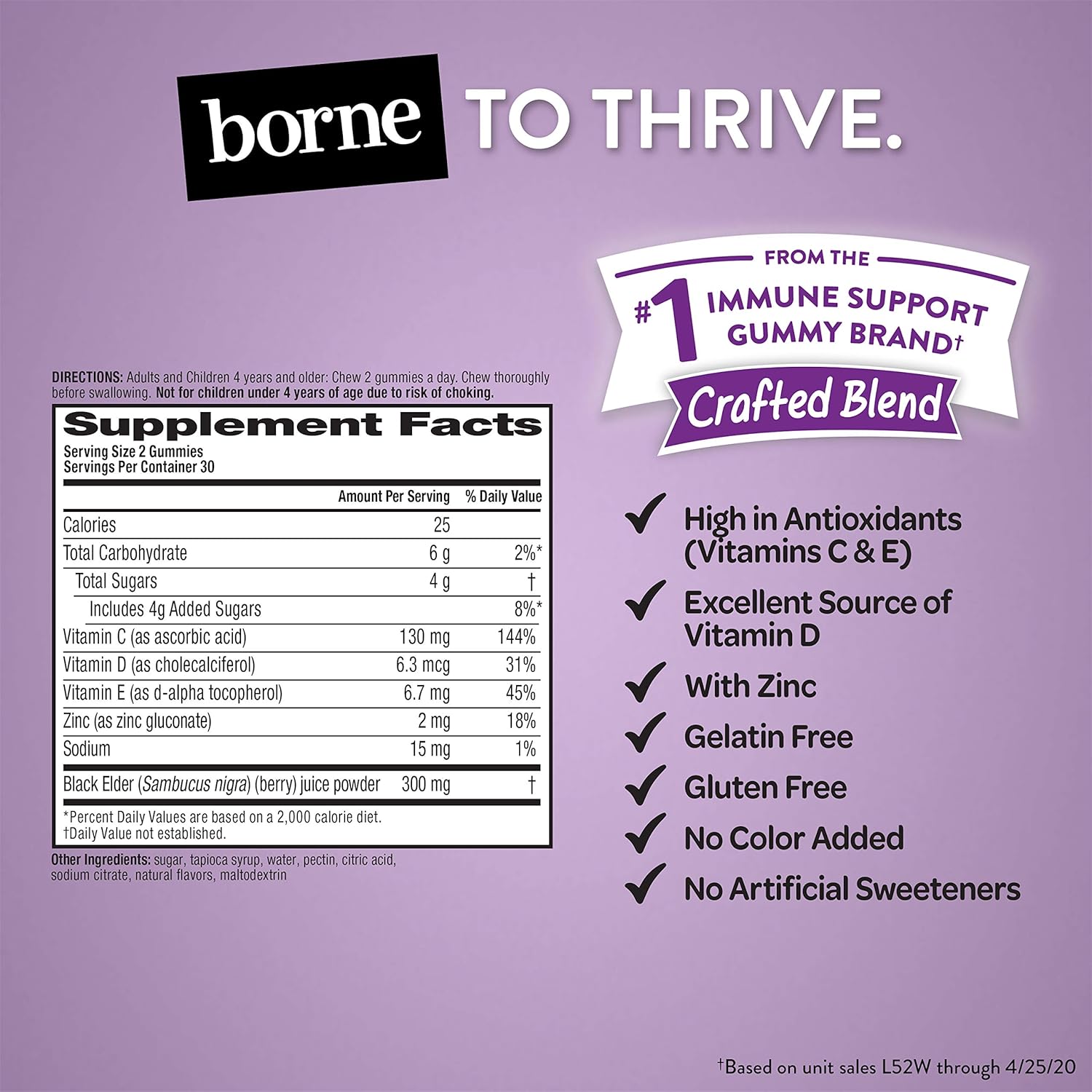 Elderberry + Vitamins & Zinc Crafted Blend Gummies, Airborne (60Count in A Bottle), Gluten-Free Immune Support Supplement with Vitamins C, D & E That Has No Artificial Sweeteners (Pack of 1): Health & Personal Care