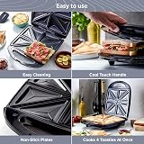 Quest 4 Slice Toastie Maker 1100W Non-Stick Cool Touch Handle Locking Clip view 3
