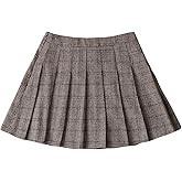 Floerns Women's Pleated Plaid Skirt High Waisted Tartan Uniform Preppy Skater Skirt