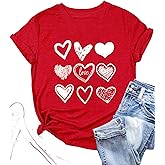 Valentines Shirts Women Cute Love Heart Graphic Tshirt Valentine Gifts Tee Casual Hearts Short Sleeve Tops