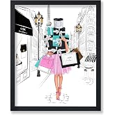 Poster Master Fashion Poster - Lady with Shopping Bags Print - Trendy Art - Modern Art - Gift for Her &amp; Fashionista - Luxury Haute Couture Decor for Bedroom or Girl's Room - 8x10 UNFRAMED Wall Art