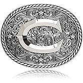 Itera Western Cowboy Initial Belt Buckle – Silver Large Letter A–Z for Men & Women