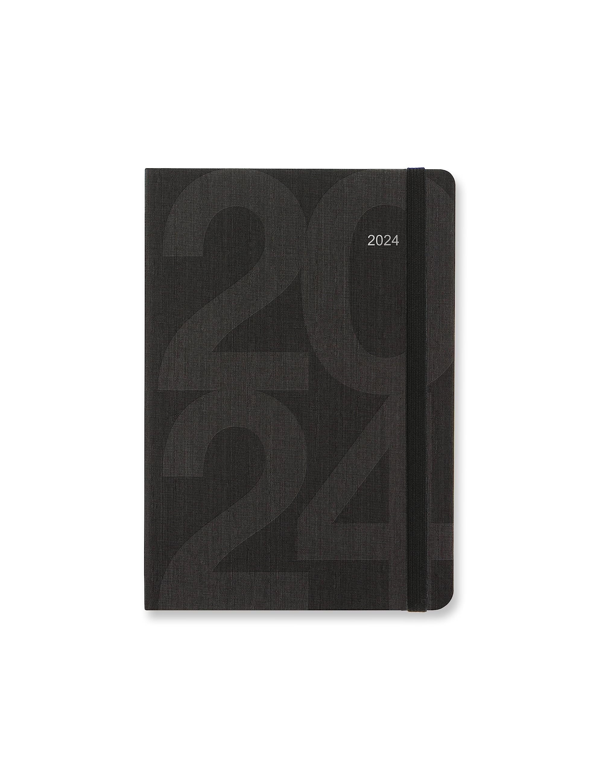 Letts Block A6 day to a page with appointments 2024 diary - black