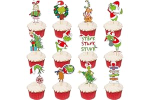 TTDQ 48Pcs Christmas Cupcake Toppers Decorations Christmas Birthday Party Decorations Christmas Cupcake Toppers Christmas Cake Decorations Christmas Party Supplies