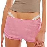 KMBANGI Y2k Sexy Micro Shorts for Women Low Waist Side Slit Boyshort Slim Booty Shorts Lounge Pj Bottom Cute Sleepwear