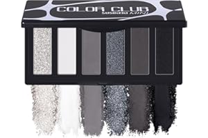 SUSIKEKI Black Eyeshadow Palette with Mirror Silver Gray Black Tones Matte Shimmer Smokey 6 Colors Mini Eye Shadow Pallet Travel Size Highly Pigmented for Vampire Clown Joker Goth Halloween Makeup