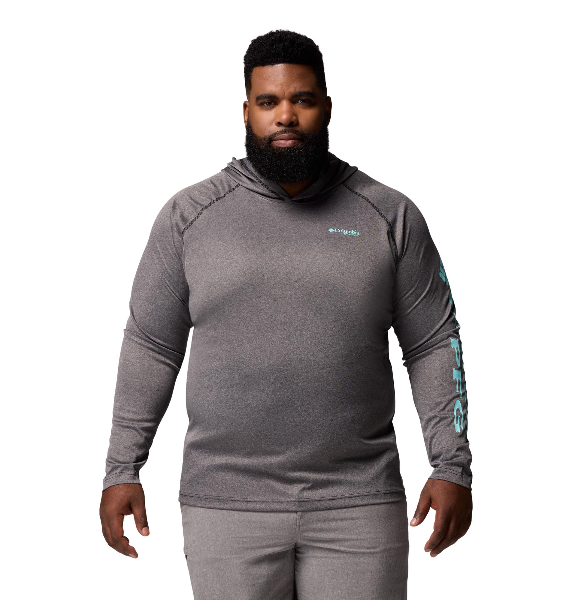 Columbia Mens PFG Terminal Tackle Long Sleeve Fishing Hoodie, Black Heather/Gulf Stream Logo, X-Small Image Columbia Mens PFG Terminal Tackle Long Sleeve Fishing Hoodie, Black Heather/Gulf Stream Logo, X-Small Image