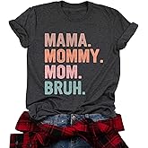 Mama Mommy Mom Bruh Shirt for Women Mom T Shirts Funny Short Sleeve Casual Tops Tees