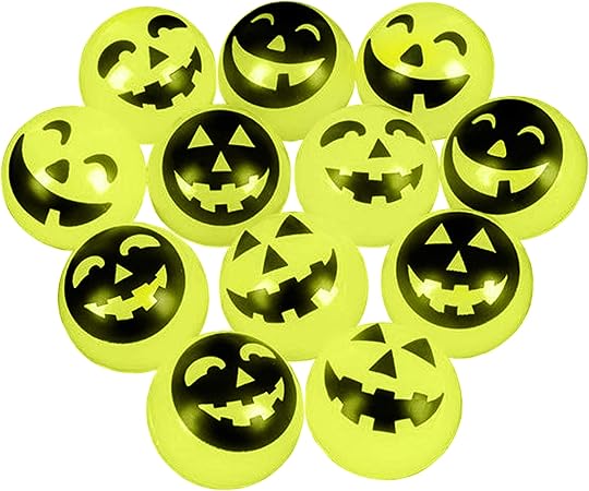 Amazon ハロウィン パーティーの記念品 1 75インチ 暗闇で光る ジャック オー ランタン Hiバウンス ボール 12個パック ベビー用ボール おもちゃ