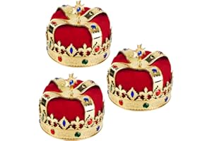 Funny Party Hats Royal king Crown - Regal King Crown - Costume Headwear with Colorful Jewels - One Size