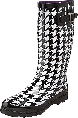 houndstooth rain boots