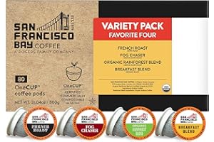 San Francisco Bay Compostable Coffee Pods - Original Variety Pack (80 Ct) K Cup Compatible including Keurig 2.0, French, Breakfast, Fog, Organic Rainforest
