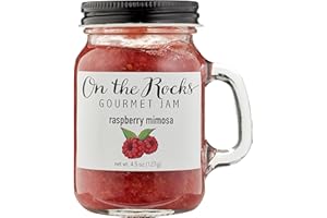 On the Rocks Gourmet Jams - Alcohol Infused Gourmet Jams Made in USA with Fresh Fruit and No Preservatives - Choose from 11 Delicious Flavors (Raspberry Mimosa Jam, 4oz.)