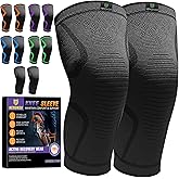 Herokoo 2 Pack Knee Braces for Running Knee Pain, Compression Knee Brace for Women & Men, Knee Sleeve, Sports Knee Braces for Meniscus Tear, ACL & Arthritis Pain Relief (Black, Large)