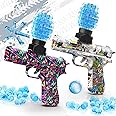 Gel Ball Blaster Guns, 2 Pack Small Manual Splat Orby Gun,Gel Splatter Blaster for Adults, Outdoor Activities Shooting Games for Boys 14+ Year Old（Red + Green）