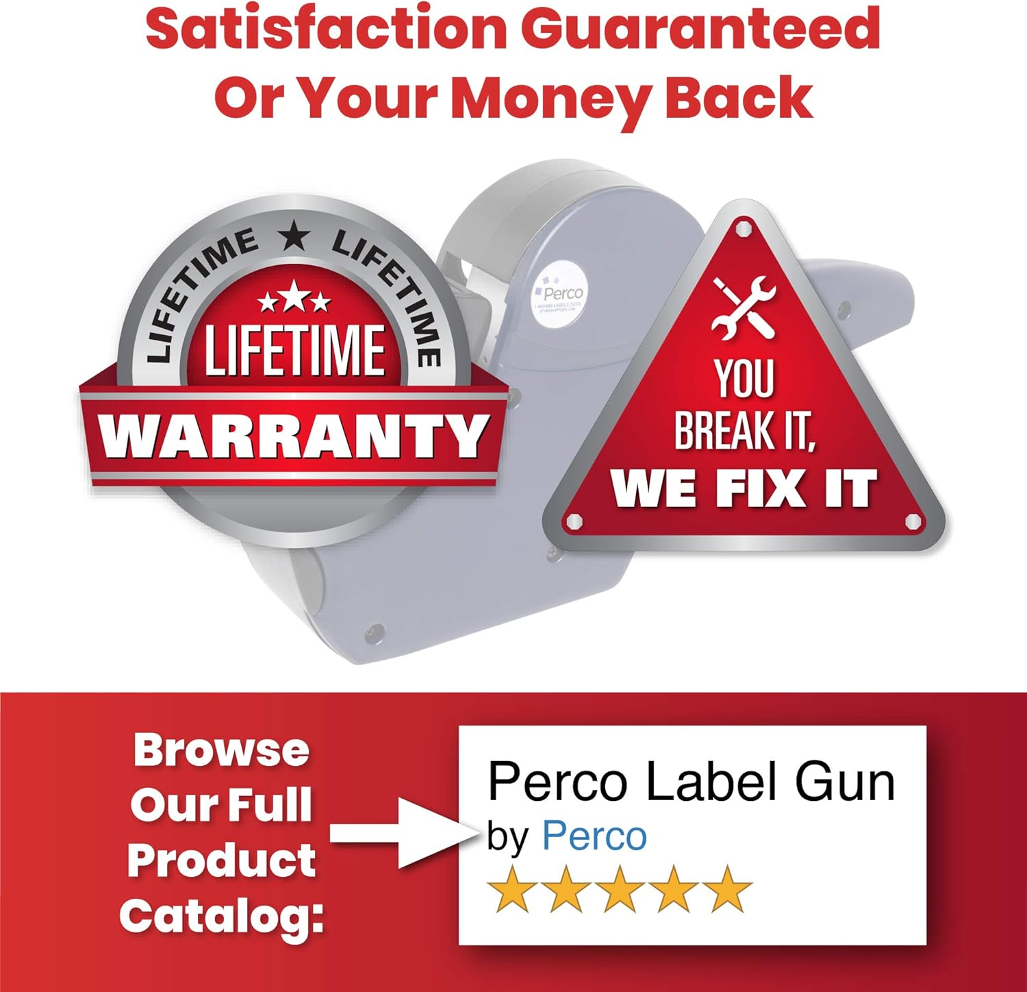 Perco 2 Line Date Gun Labeler Kit: Includes 16 Digits Label Gun, 10, 500 White Labels, Inker Remover Tool, and Pre-Loaded Ink Roll : Office Products